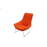 A FLOW LOUNGE CHAIR, DESIGNED BY TOM LLOYD, MANUFACTURED BY WALTER KNOLL, in orange fabric, with