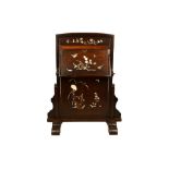AN UNUSUAL JAPANESE OCCASIONAL DESK. Meiji period. The drop-down desk top hinged by chains on a