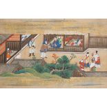 THREE SECTIONS FROM A HANDSCROLL PAINTING. 17th Century. Painted in colour and gofun on paper with