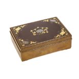 AN INLAID BOX AND COVER. Korea, 20th Century. A fine bronze jewelry box, the cover decorated with