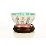 A Chinese famille rose pedestal bowl. Tongzhi seal mark (1862 - 1864) and of the period. Decorated