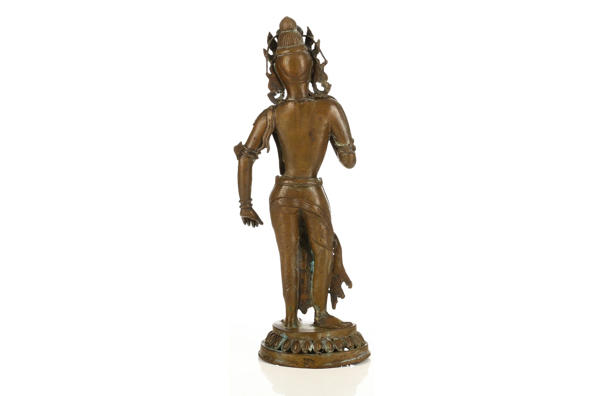 An Indian copper alloy standing figure of Vishnu. 19th / 20th Century. Raised on a lotus pedestal, - Image 2 of 2