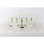 A mixed good collection of various, very early 20th Century glassware, to include a set of six green