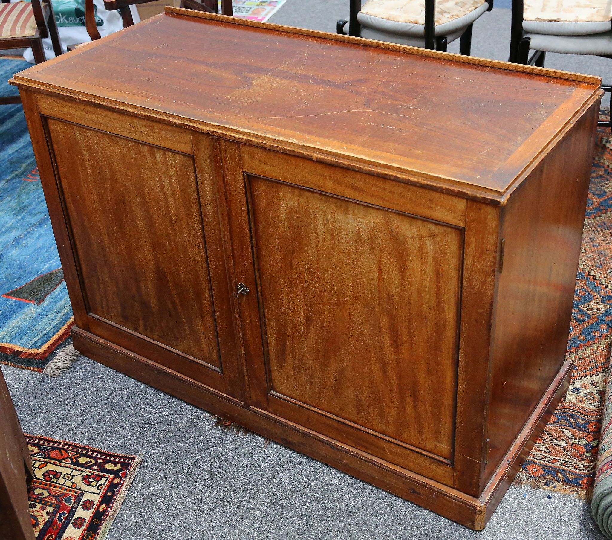 Early 20th century mahogany Entomological cabinet fitted 2 rows of 10 drawers enclosed by 2