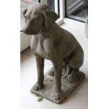 Pair of reconstituted stone garden ornaments modeled as seated hounds 70 cms H