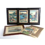 WITHDRAWN - Three woodblock prints by Hiroshige II, two prints by Kuniyyoshi, one by Kunisuda II,