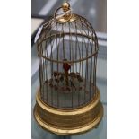 A mid 20th Century Sunley Factory gilded brass musical bird cage