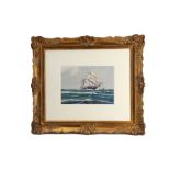R.MacGregor. An English school marine watercoloue of a clipper under sail. Picture size 26 by 36