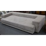 A Domino sofa, manufactured by Fendi, in light grey velvet, custom ordered size, with remote control