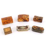 A collection of Georgian and Victorian boxes to include tortoise shell examples ( 2 with silver