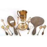 AMENDED -  A mixed group of silver and silver-plate, including a George VI sterling silver mug, with