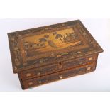 A 19th century Central European straw-work sewing work box. Possibly a Napoleonic prisoner of war