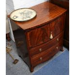 George IV boxwood strung mahogany bow front night cabinet the 2 doors over 2 drawers on splay
