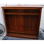 Late Victorian mahogany open bookcase with 3 adjustable shelves on plinth foot 120 cms W