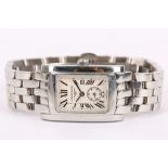 LONGINES. A ladies stainless steel bracelet watch with white dial, subsidiary seconds dial, Roman