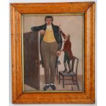 An oil painting portrait of Irish giant Patrick Cotter O'Brien (b.circa 1760-68 - d.1806), framed in