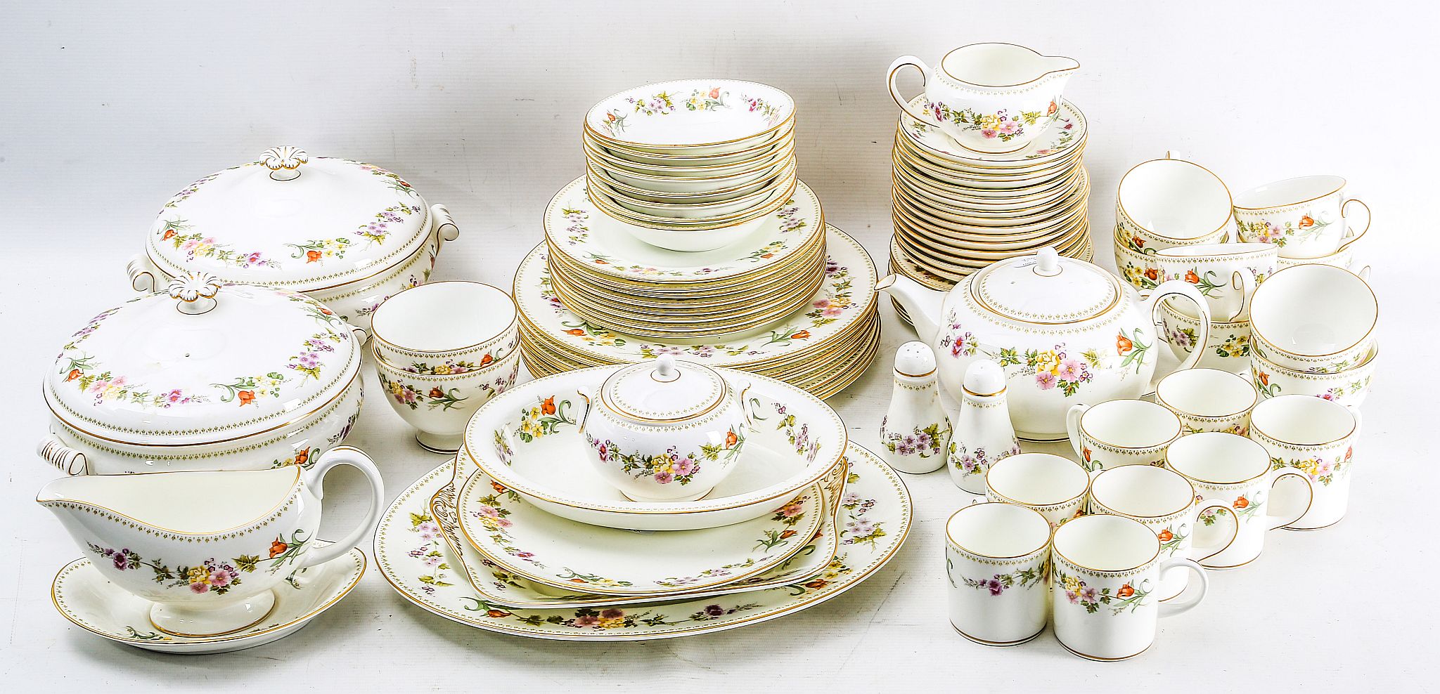 An extensive Wedgwood bone china tea, coffee and dinner service for 8 settings in "Mirabelle"