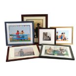 Six Jack Vettriano prints, all framed, glazed and mounted. The largest 58x50cm