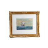 A.D.Bell. An English school marine watercolour of a clipper in full sail. Picture size 24.5 by 35.