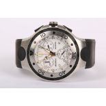 Movado. A gents Series 800 chronograph wristwatch, with white dial and rubber strap. Ref: 84 C5