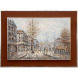 French School, mid 20th century oil on canvas, Parisian street scene, signed 'M. Cierro' lower