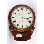 Victorian mahogany drop dial wall timepiece marked "Samuel Atkin, Alford", the single fusee movement