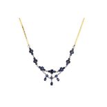 A sapphire and diamond necklace, by Uno A Erre The flattened curb-link chain, set to the front