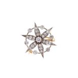A diamond star brooch, circa 1880 The radiating star set throughout with cushion-shaped and old