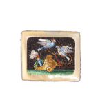 A micromosaic brooch, second half of the 19th century The rectangular mother-of-pearl plaque,
