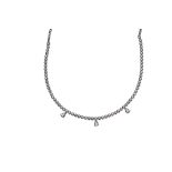 A diamond necklace The line of brilliant-cut diamonds, accented towards the front with a trio of