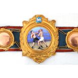 A rare 1920's Northern Area Heavyweight Championship Boxing belt, the silk belt stitch-mounted