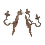 A PAIR OF MID 19TH CENTURY FRENCH ROCOCO REVIVAL BRONZE FIGURAL WALL LIGHTS / APPLIQUES the