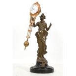 An early 20th cnetury spelter 'Diana' mystery clock, circa 1920s, the female figure in the Art