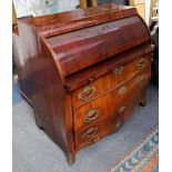 Late 18th / early 19th century Dutch gilt metal mounted walnut bombe bureau, the pull out slide