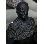 A plaster bronzed bust of a pope, 63cm.