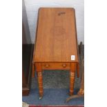 A Victorian miniature mahogany pembroke table, with  drawer, raised on turned legs and castors, 54cm