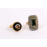 Two 19th century rings, Including a circular micromosaic, depicting a classical building, and a