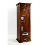 A vintage oak 'Wills' cigarette vending machine for 'Gold Flake', with chrome fittings.