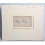 EPHEMERA. [GREENAWAY, Kate??]. Unsigned pencil drawing. [c.1865]. Mounted in card frame. 130mm x