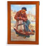 *** WITHDRAWN *** Marcel Laine Lamford, early 20th Century. 'Fixing the Rigging'. Oil on canvas,