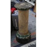 An early 20th Century painted faux marble column, on circular base, 92cm high.