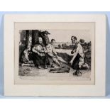 MISCELLANY - William STRANG (1859-1921). An original etching of farm labourers, signed and dated