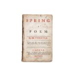 THOMSON, James (c. 1700 – 1748). Spring. A Poem. London: : A. Millar, 1728. 8vo. [10], [1]-57, [1]