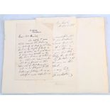 ETTY, William (1787-1849). ALS. Addressed to 'My dear  Webster'. 8vo. 1pp. The letter is in relation