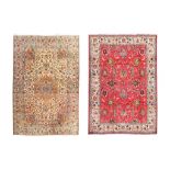 A LOT OF TWO TABRIZ CARPETS NORTH-WEST PERSIA approx: 9ft.8in. x 6ft.7in. and 10ft.11in. x 7ft.10in.