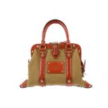 Louis Vuitton canvas and ostrich Sac de Nuit MM, date code for 2004, olive green Trianon canvas with