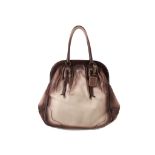 Prada large gradient frame bag, c.2006, brown to cream gradient leather with silver tone hardware,