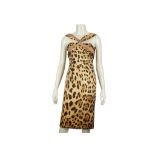 Dolce and Gabbana 'Special Piece'  leopard print silk dress, with gold crystal embellished cross