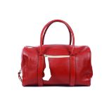 Chloe deep red leather Madeleine duffel bag, c.2011, contrasting pale pink full length zip,