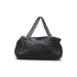 Chanel black caviar Large Modern Chain tote, date code for 2006-2008, silver tone hardware with